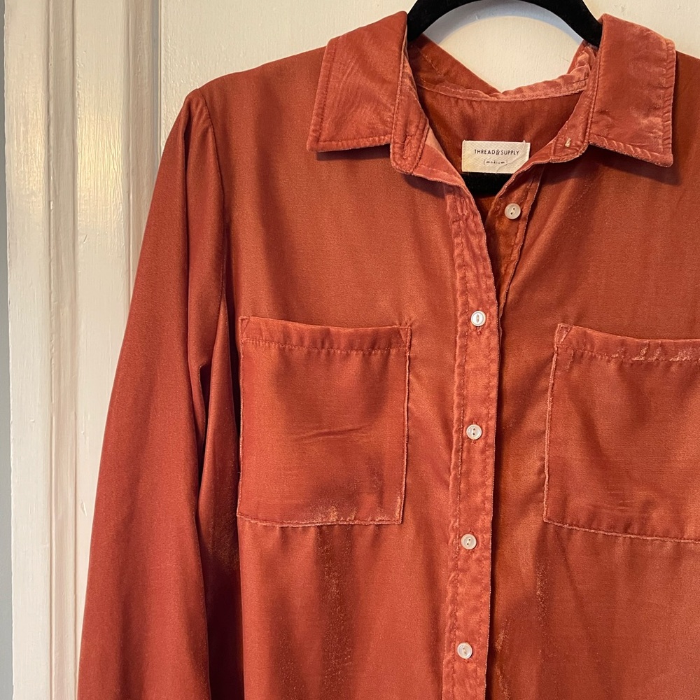 Velvet button down shirt